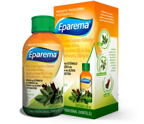 Embalagens dos produtos de Eparema em solução líquida.